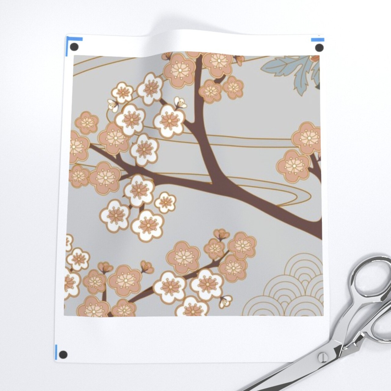 Large Scale Japanese Garden Grey Asian Floral Birds Animals Custom Pre-pasted Wallpaper by Spoonflower Pre-Pasted Wallpaper 2FT Wide